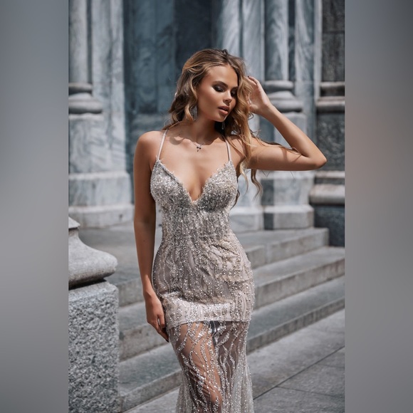 Handmade Full Beaded Wedding Dress.Shining Gala Evening Gown. Luxury Dress - Picture 13 of 14